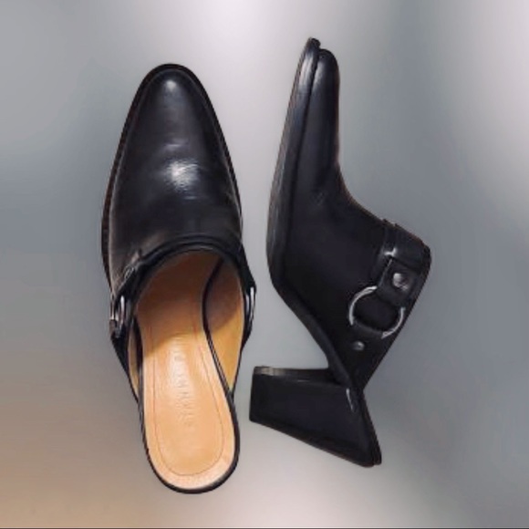 Gianni Bini Black Leather Slip-on Heels - GUC! - Picture 5 of 16